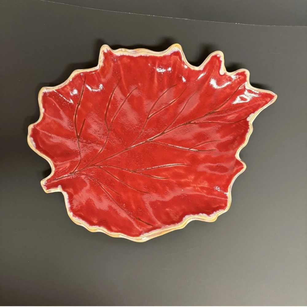 Bella Terra Italian Pottery Autumn Dish Plate Trinket Tray 14” x 11” Fall Decor